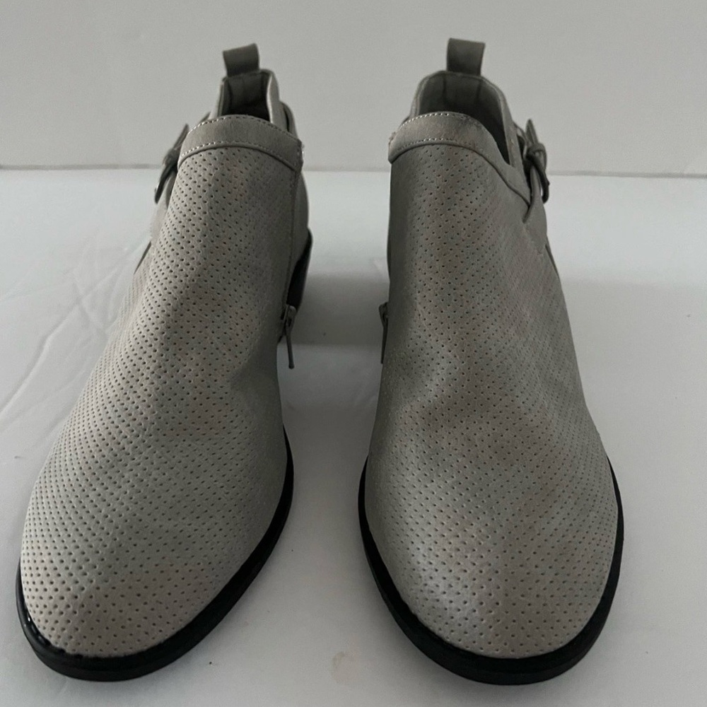 Chic Perforated Gray Ankle Booties